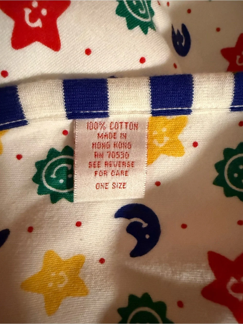 Vintage Gymboree - White Baby Blanket with Colorful Stars, Moons & Suns